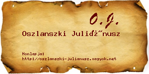 Oszlanszki Juliánusz névjegykártya